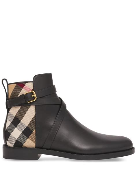 burberry black calf hair wedge ankle boot size 36|House Check and Leather Ankle Boots in Black/archive beige.